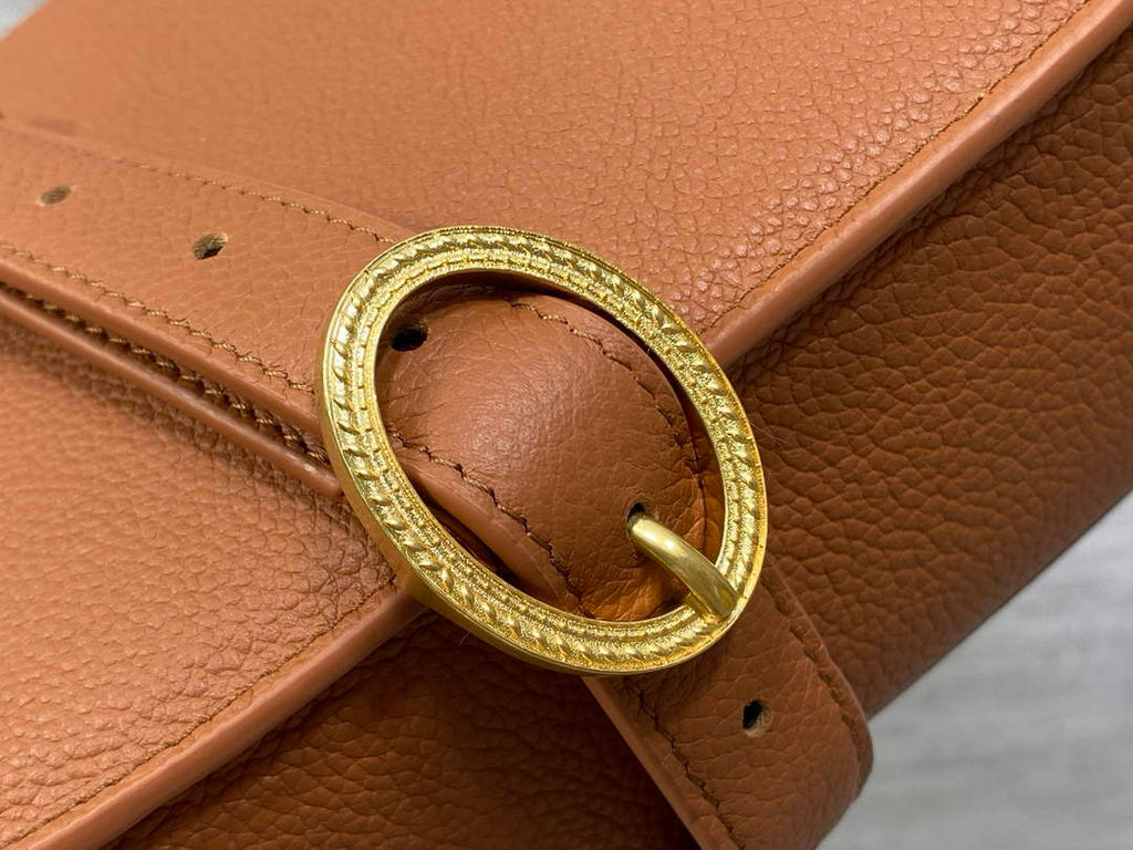 Medium Dior Médaillon Flap Bag - Brown Grained Calfskin M3920