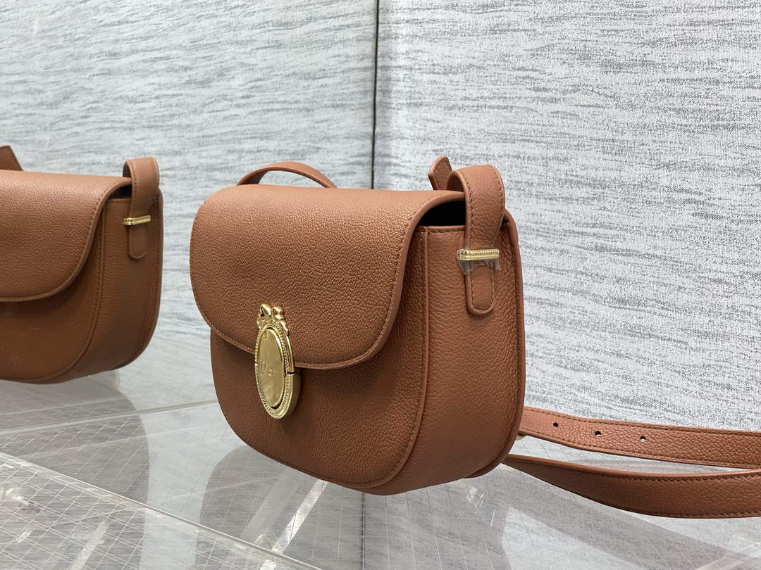 Medium Dior Médaillon Flap Bag - Brown Grained Calfskin M3920