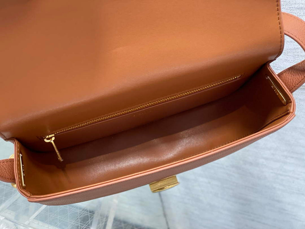 Medium Dior Médaillon Flap Bag - Brown Grained Calfskin M3920