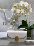Small Dior Médaillon Flap Bag – White Grained Calfskin M3919