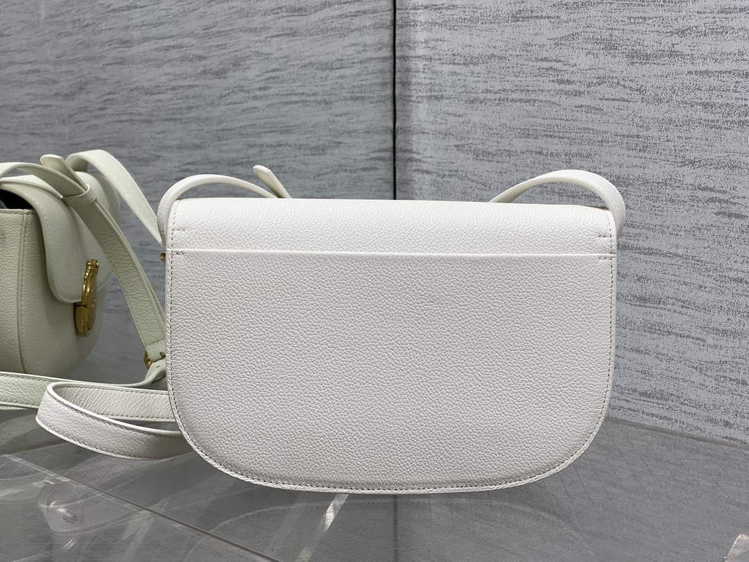Medium Dior Médaillon Flap Bag - White Grained Calfskin M3920