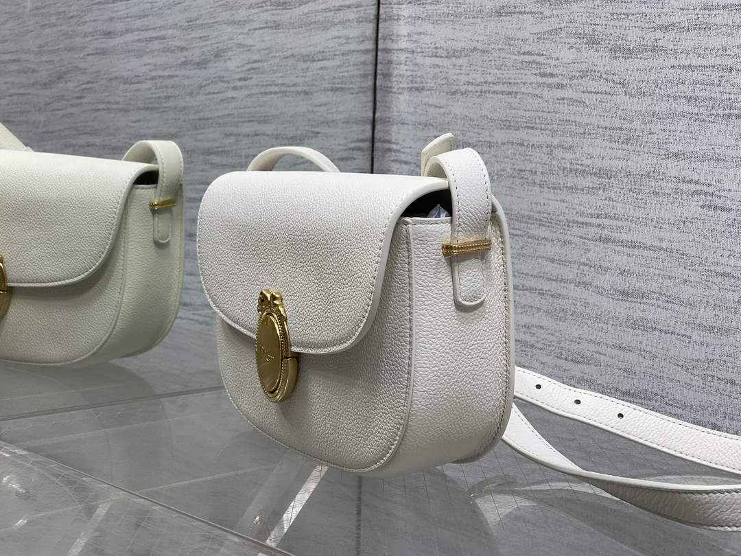 Medium Dior Médaillon Flap Bag - White Grained Calfskin M3920