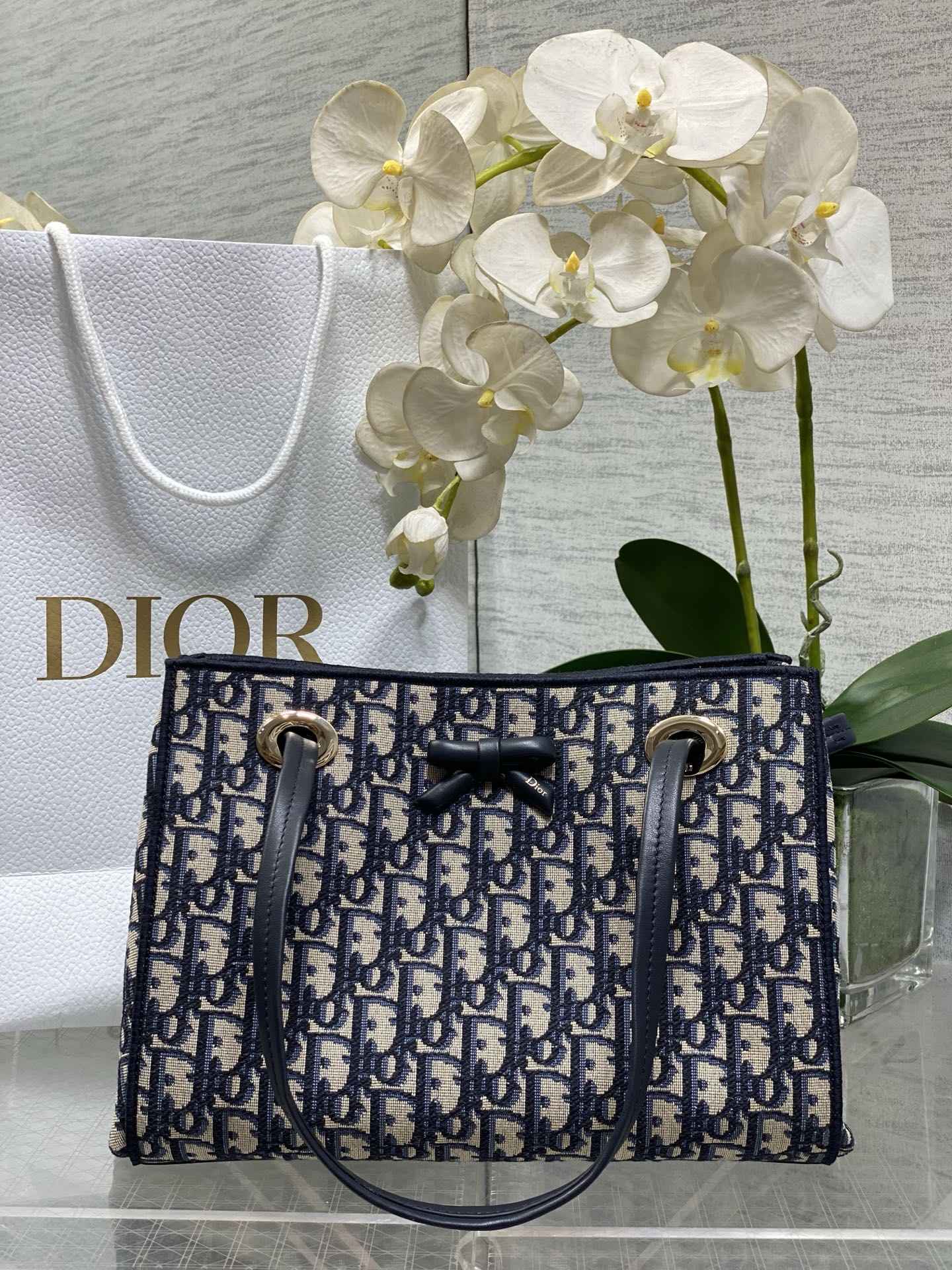 Small Dior Promenade Shopping Bag - M1410 -Blue Dior Oblique Jacquard - Default Title - View 1