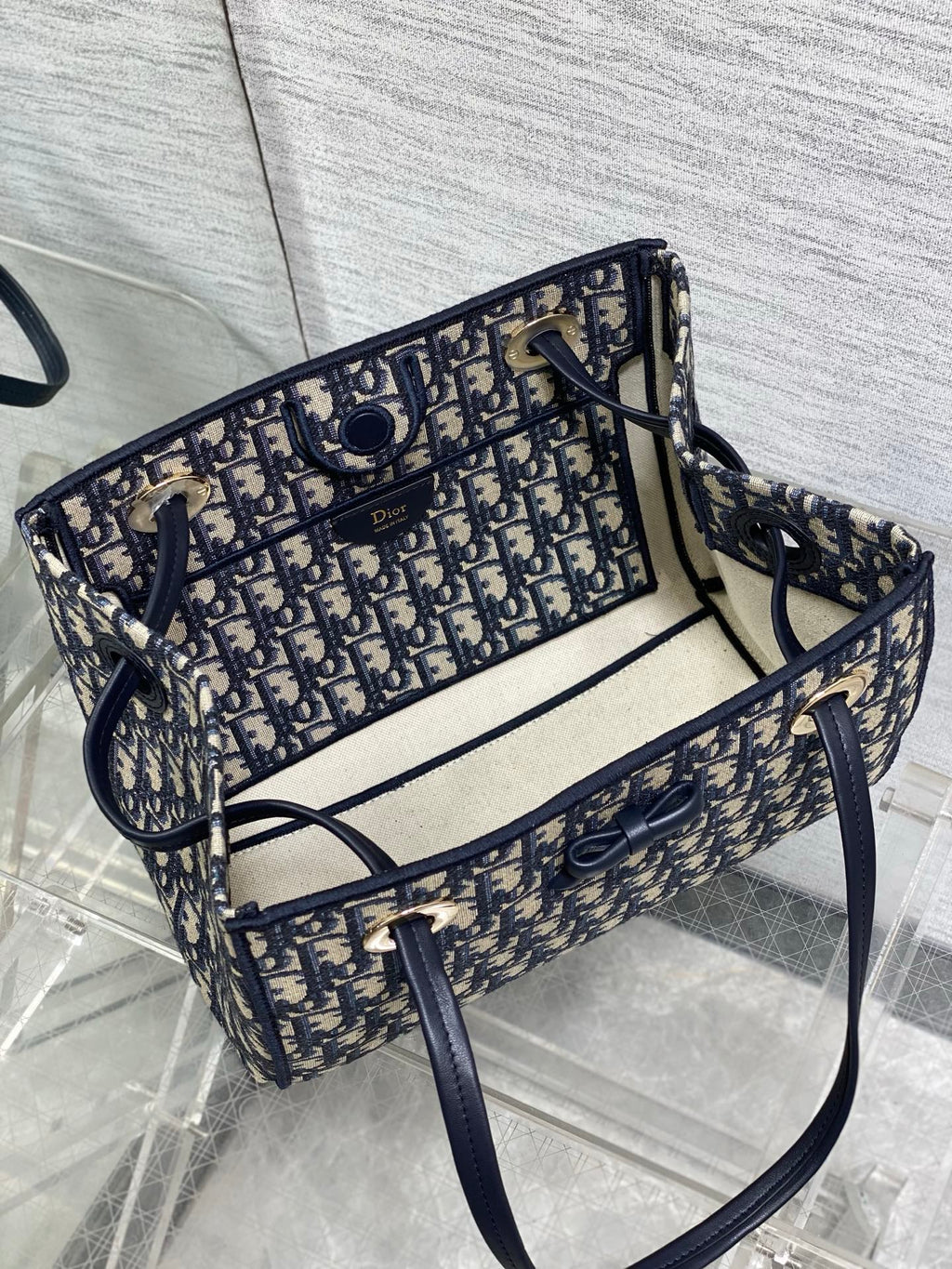 Small Dior Promenade Shopping Bag - M1410 -Blue Dior Oblique Jacquard - Default Title - View 9