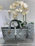 Small Dior Toujours Bag M2822 Gray Macrocannage Calfskin