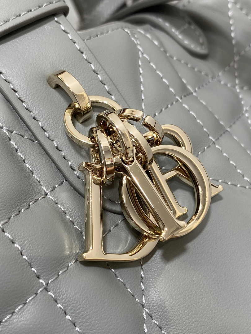 Small Dior Toujours Bag M2822 Gray Macrocannage Calfskin