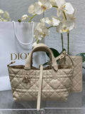 Small Dior Toujours Bag M2822 Beige Macrocannage Calfskin