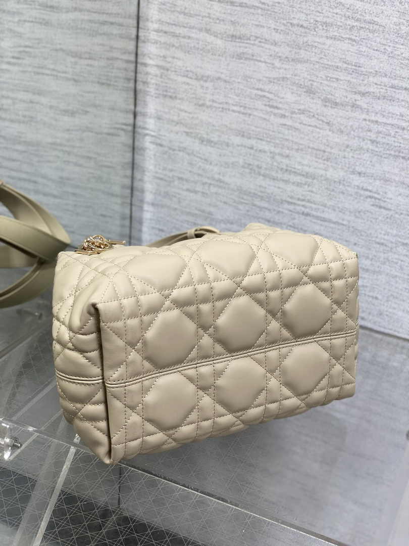 Small Dior Toujours Bag M2822 Beige Macrocannage Calfskin - Default Title - View 5