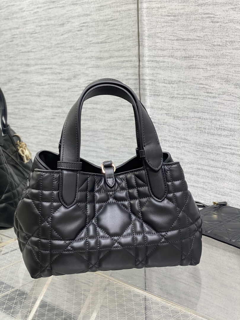 Small Dior Toujours Bag M2822 Black Macrocannage Calfskin - Default Title - View 3