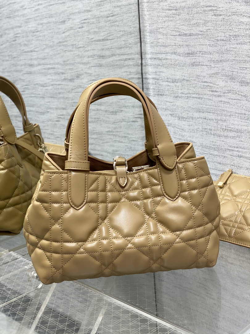 Small Dior Toujours Bag M2822 Tan Macrocannage Calfskin - Default Title - View 3