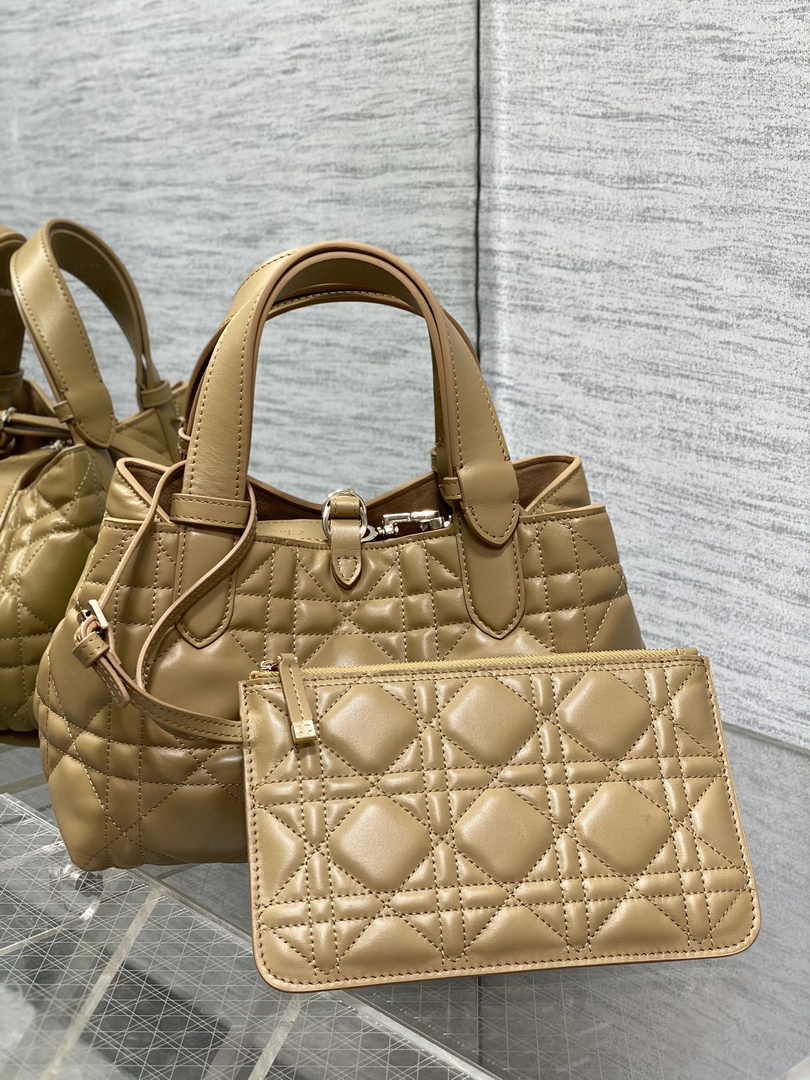 Small Dior Toujours Bag M2822 Tan Macrocannage Calfskin - Default Title - View 4