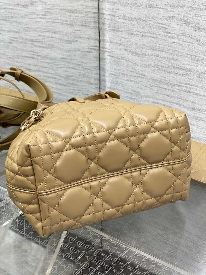 Small Dior Toujours Bag M2822 Tan Macrocannage Calfskin