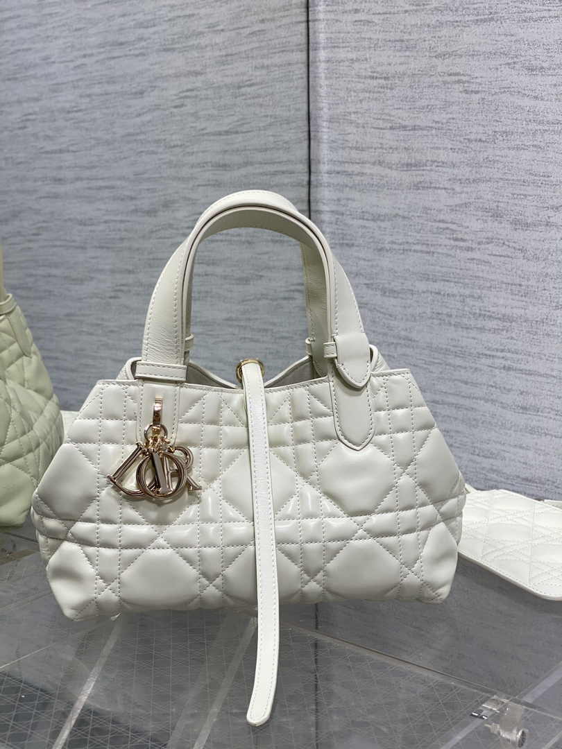 Small Dior Toujours Bag M2822 White Macrocannage Calfskin - Default Title - View 2