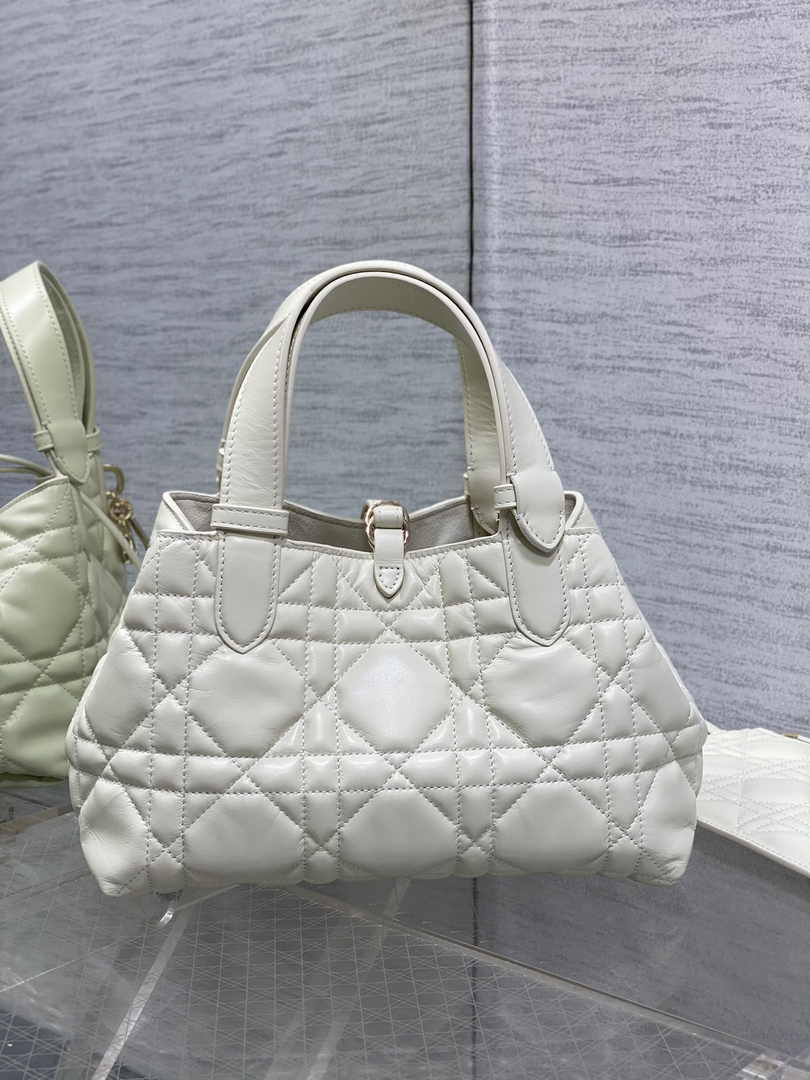 Small Dior Toujours Bag M2822 White Macrocannage Calfskin - Default Title - View 4