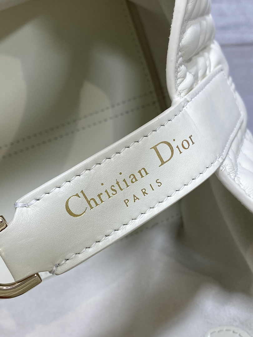 Small Dior Toujours Bag M2822 White Macrocannage Calfskin - Default Title - View 7