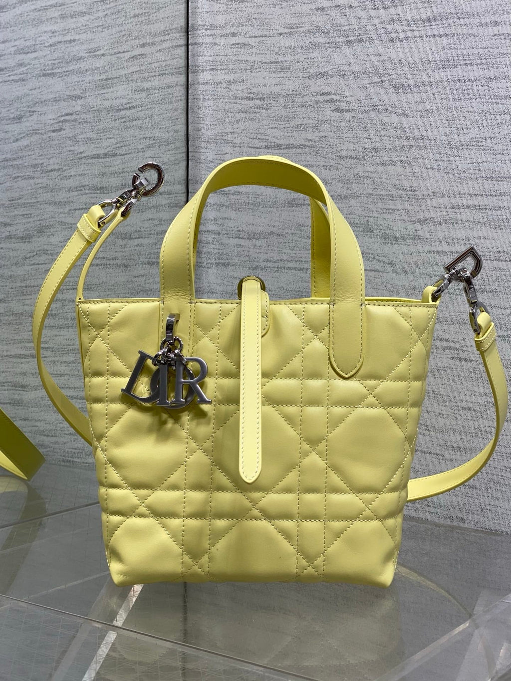 Small Dior Toujours Vertical Tote Bag - M2835 - Yellow Macrocannage Calfskin - Default Title - View 2