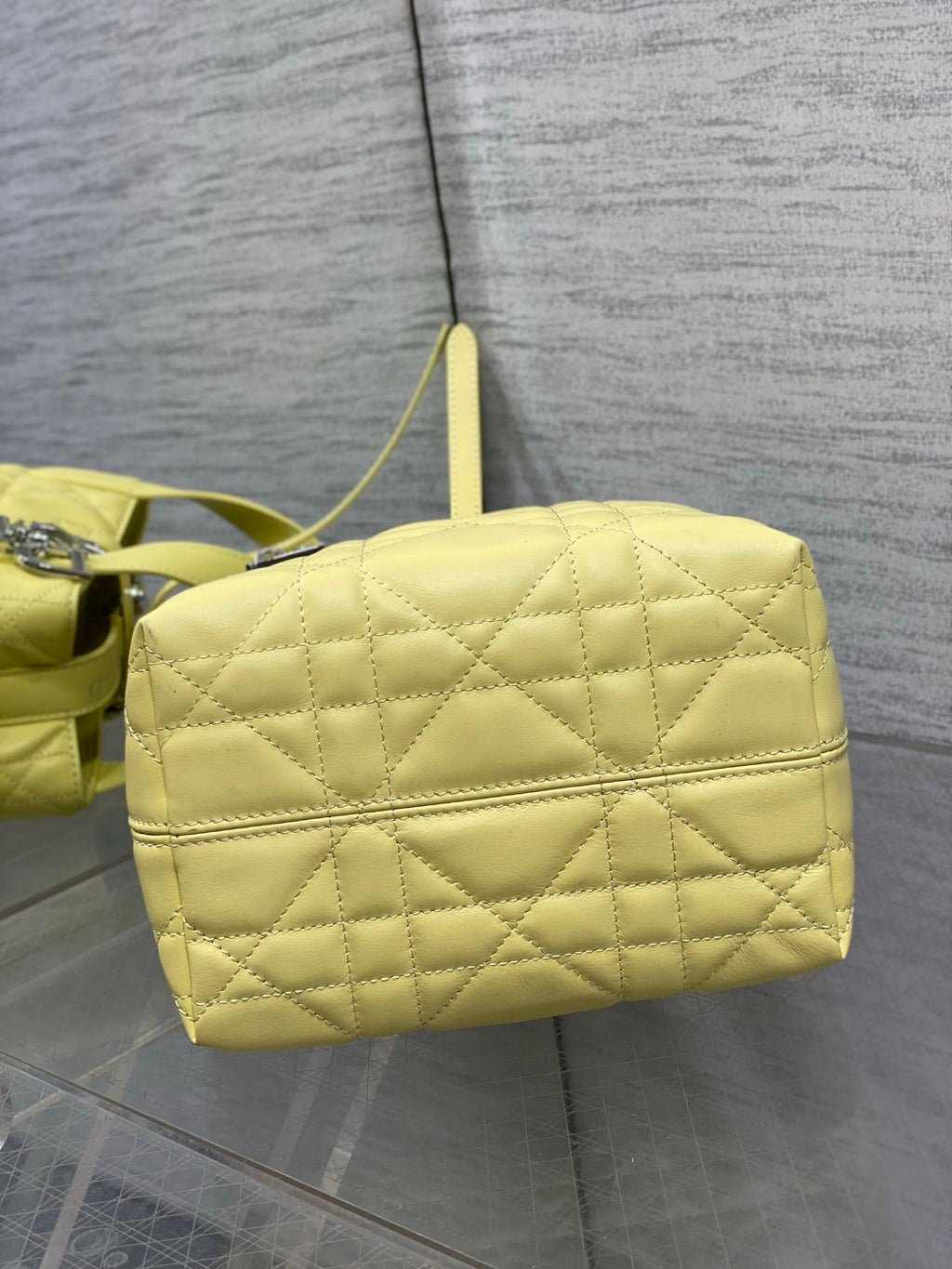 Small Dior Toujours Vertical Tote Bag - M2835 - Yellow Macrocannage Calfskin - Default Title - View 8