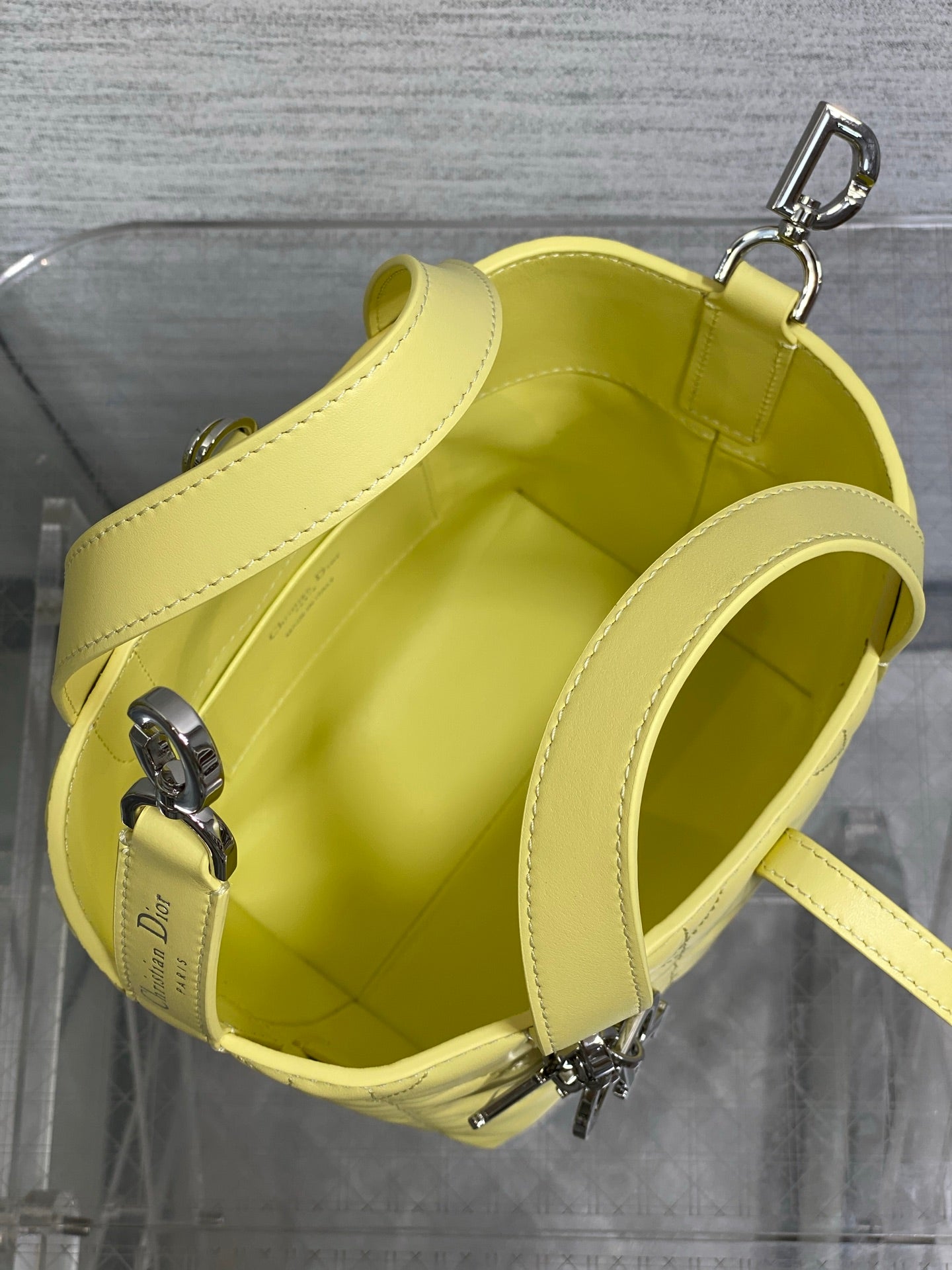 Small Dior Toujours Vertical Tote Bag - M2835 - Yellow Macrocannage Calfskin - Default Title - View 9