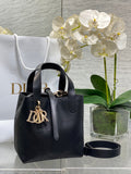 Small Dior Toujours Vertical Tote Bag – Black Flat Macrocannage Calfskin – M2835 - Default Title - View 1