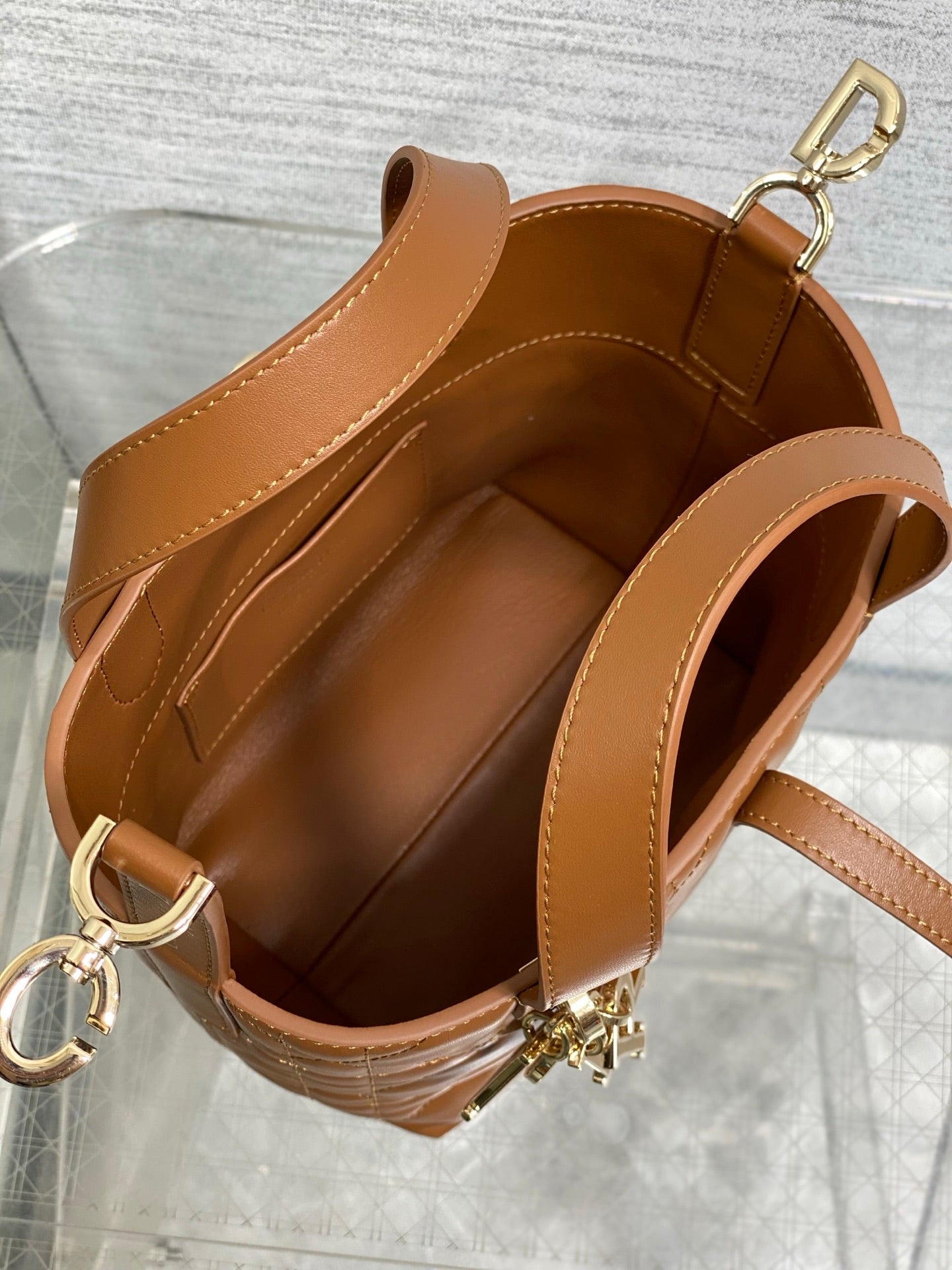 Small Dior Toujours Vertical Tote Bag – Brown Macrocannage Calfskin – M2835 - Default Title - View 9