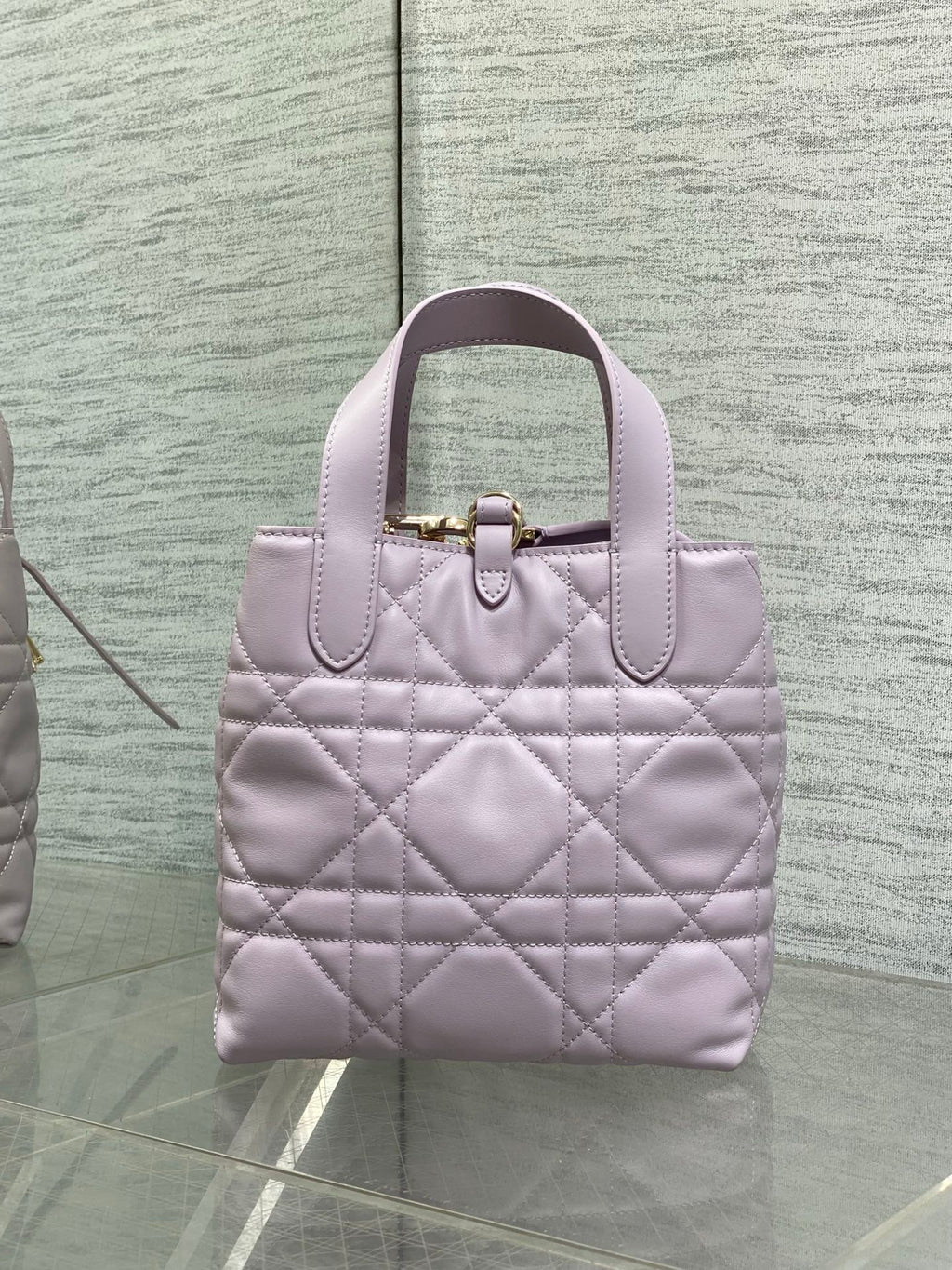 Small Dior Toujours Vertical Tote Bag - Purple Macrocannage Calfskin - M2835 - Default Title - View 6
