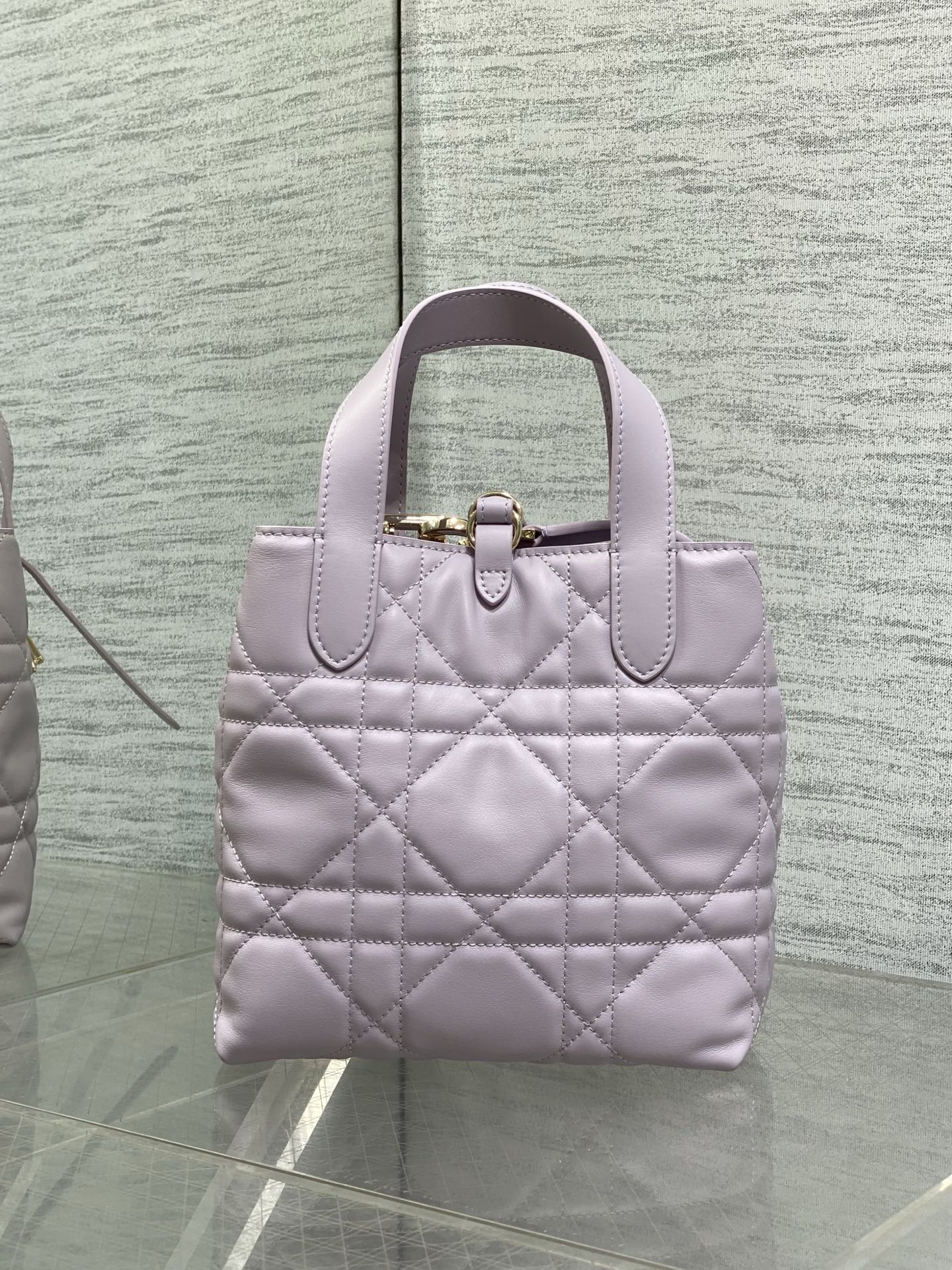 Small Dior Toujours Vertical Tote Bag - Purple Macrocannage Calfskin - M2835 - Default Title - View 6