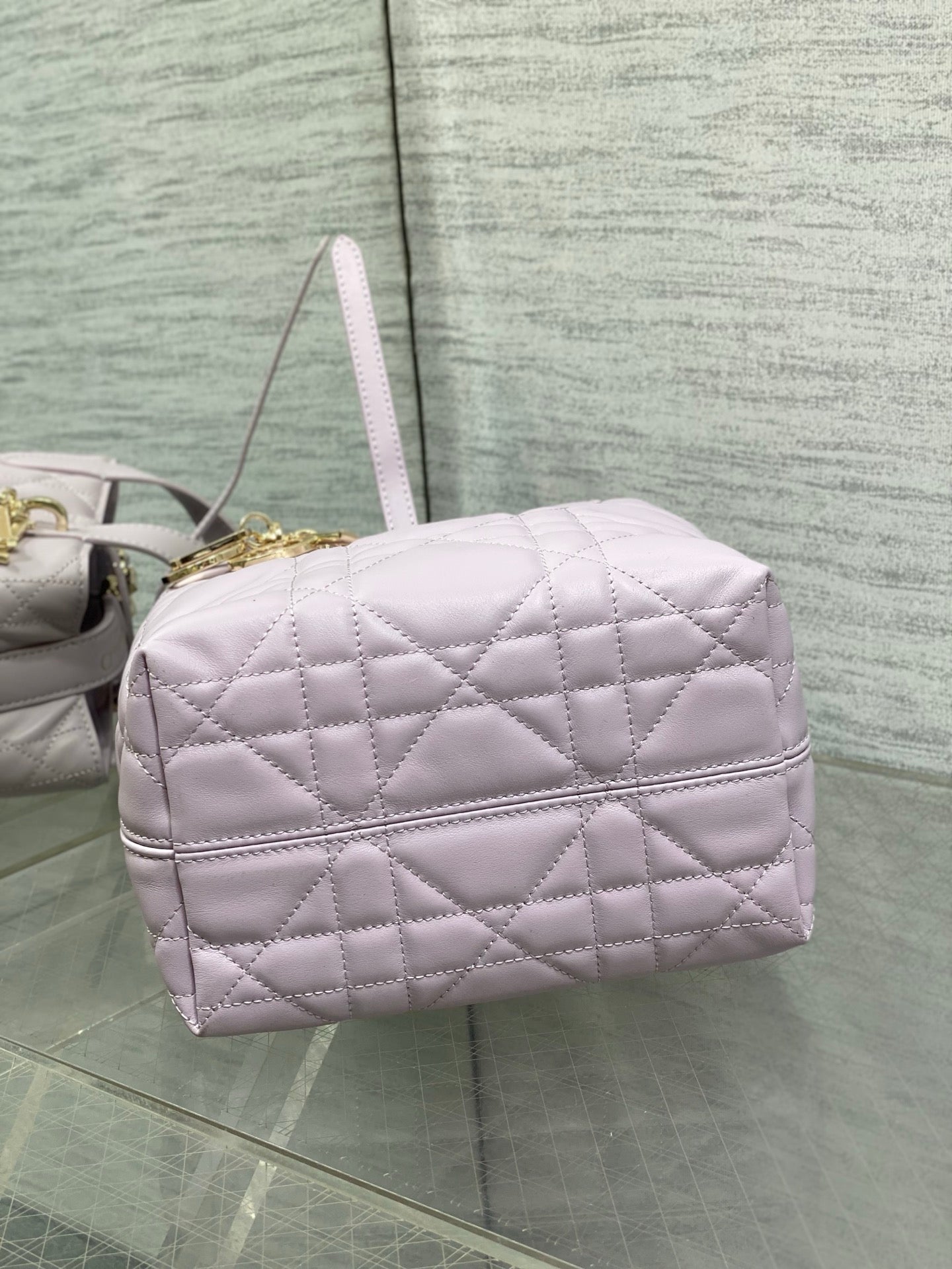 Small Dior Toujours Vertical Tote Bag - Purple Macrocannage Calfskin - M2835 - Default Title - View 8
