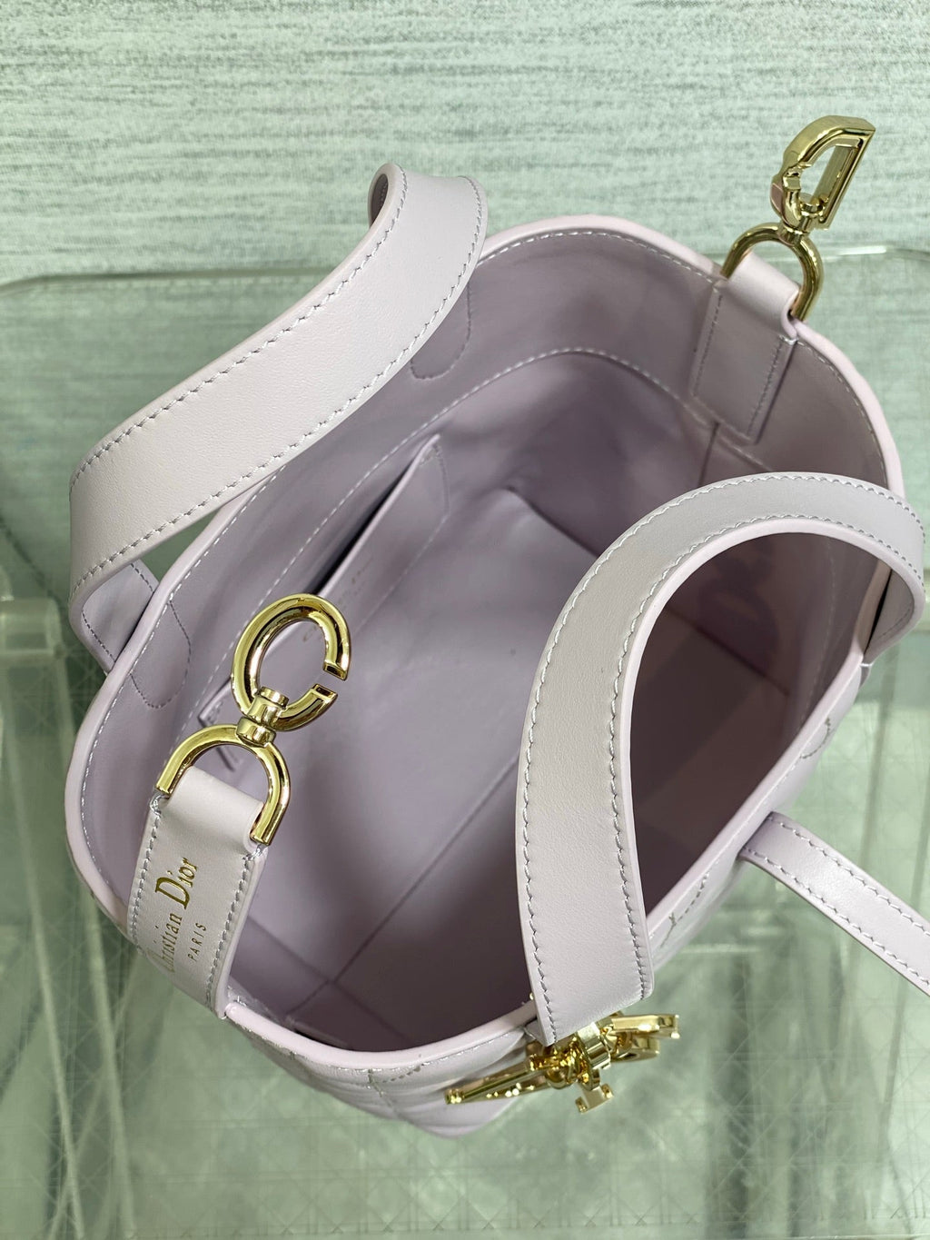 Small Dior Toujours Vertical Tote Bag - Purple Macrocannage Calfskin - M2835 - Default Title - View 9