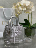 Small Dior Toujours Vertical Tote Bag – Silver Macrocannage Calfskin – M2835 - Default Title - View 1