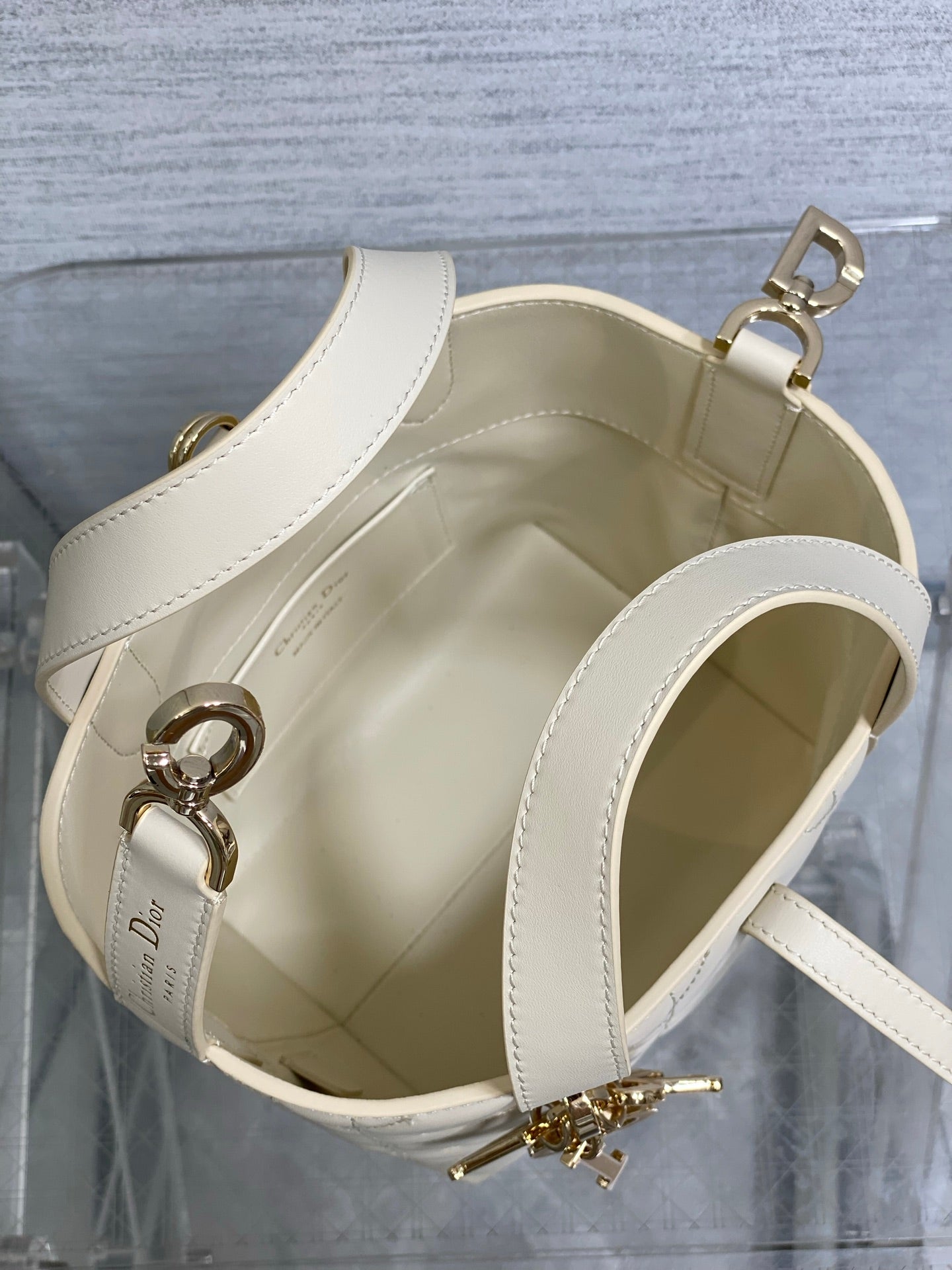 Beige Macrocannage Calfskin Small Dior Toujours Vertical Tote Bag – M2835 - Default Title - View 9