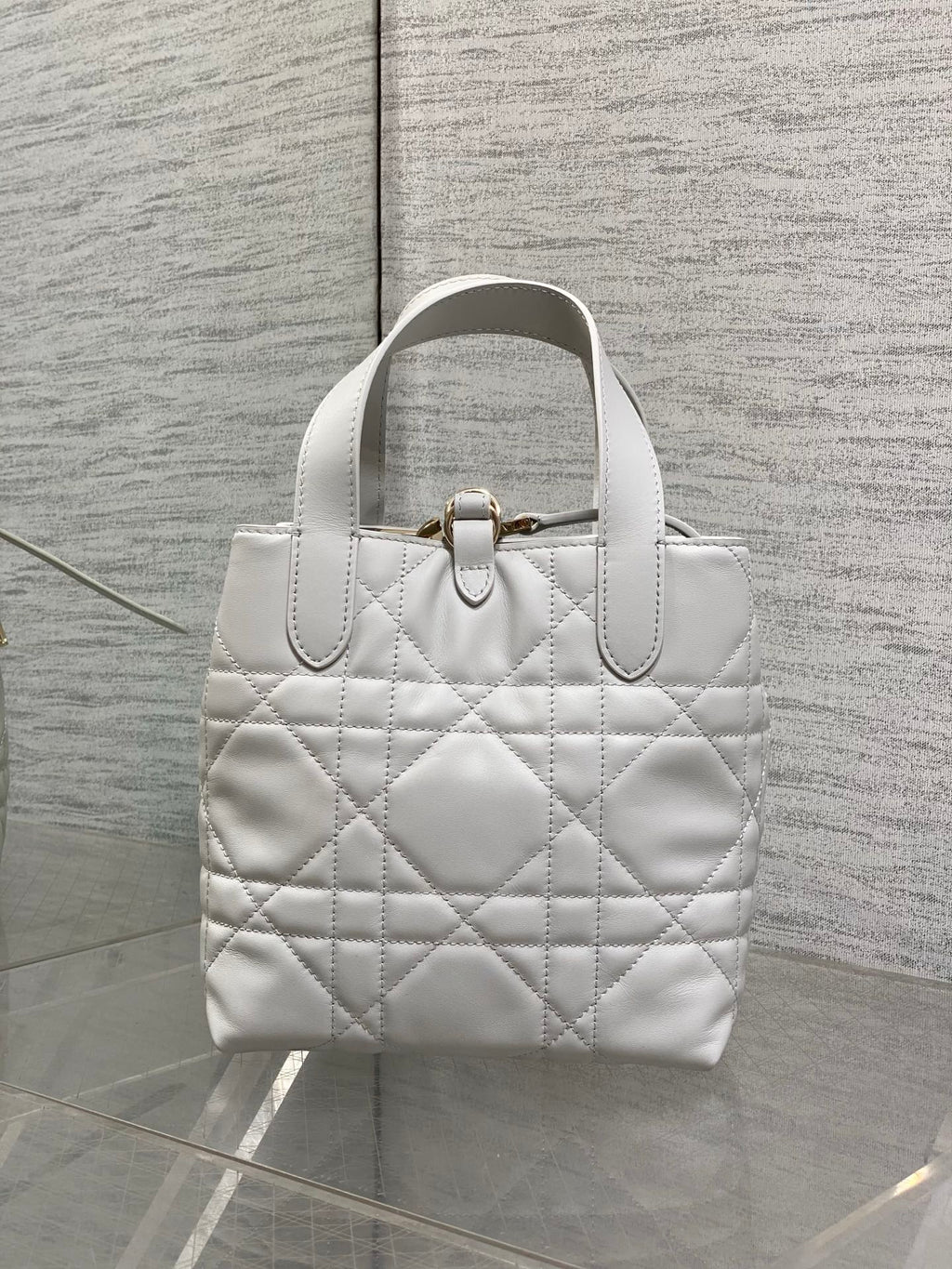 Dior Toujours Small Vertical Tote – Light Gray Macrocannage – M2835 - Default Title - View 6