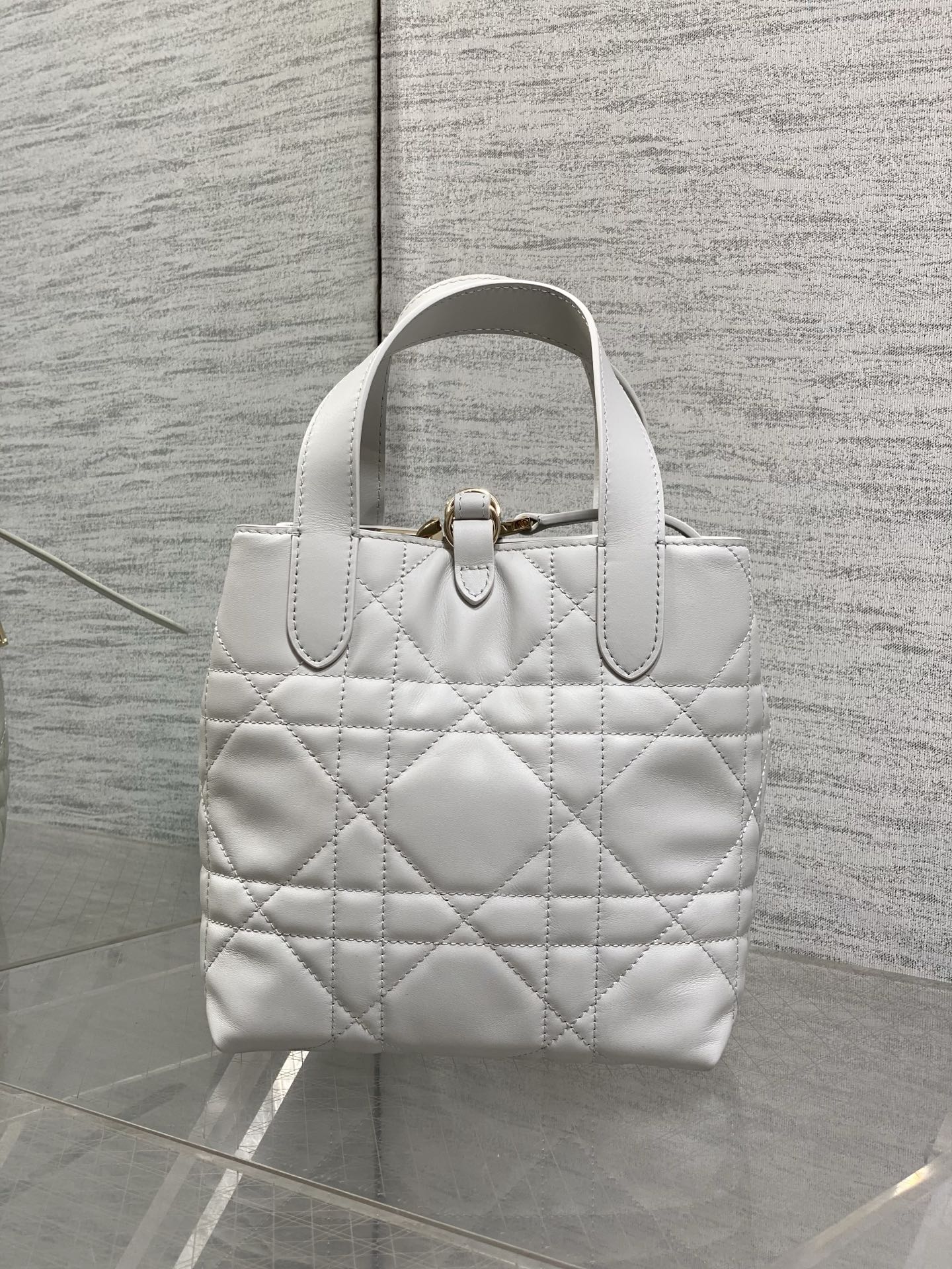 Dior Toujours Small Vertical Tote – Light Gray Macrocannage – M2835 - Default Title - View 6