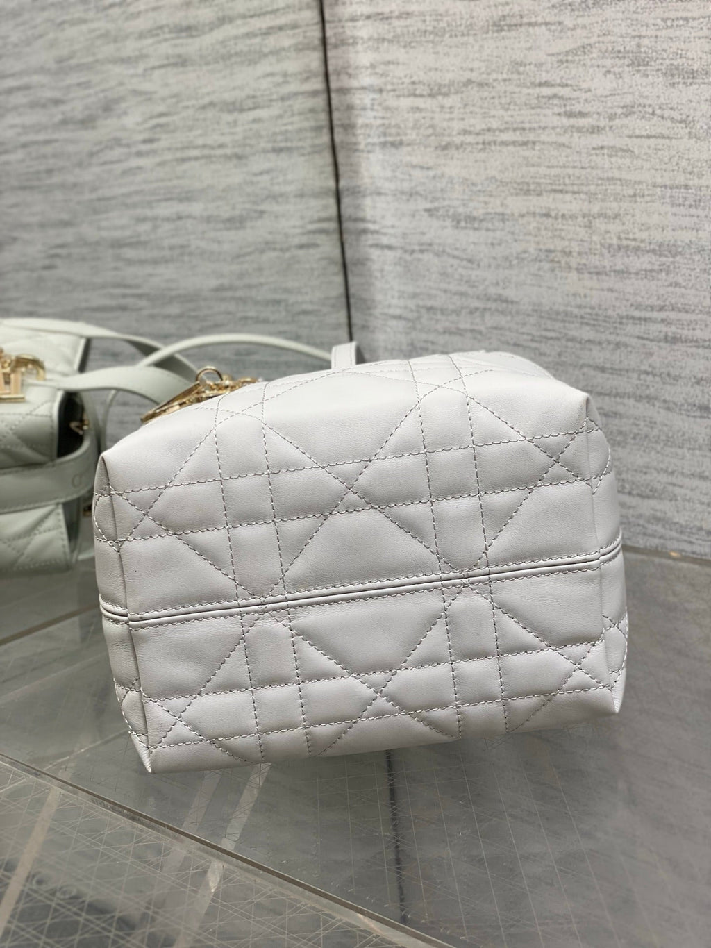Dior Toujours Small Vertical Tote – Light Gray Macrocannage – M2835 - Default Title - View 8