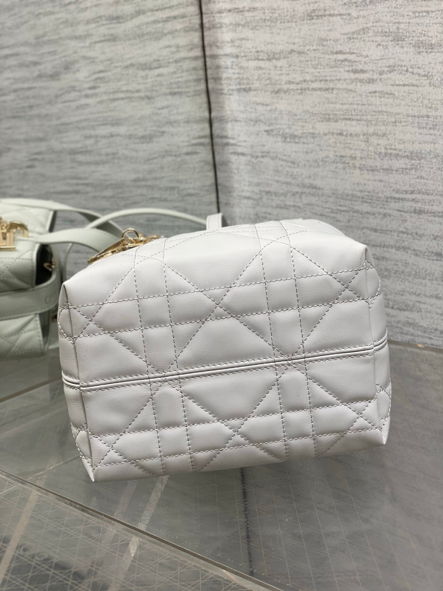 Dior Toujours Small Vertical Tote – Light Gray Macrocannage – M2835 - Default Title - View 8
