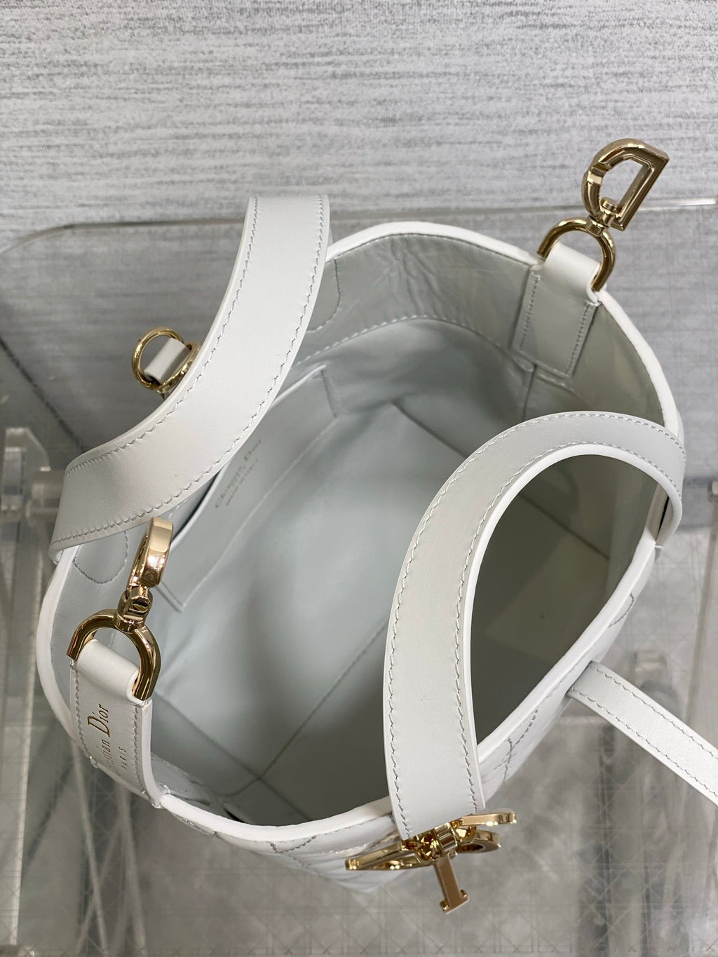 Dior Toujours Small Vertical Tote – Light Gray Macrocannage – M2835 - Default Title - View 9