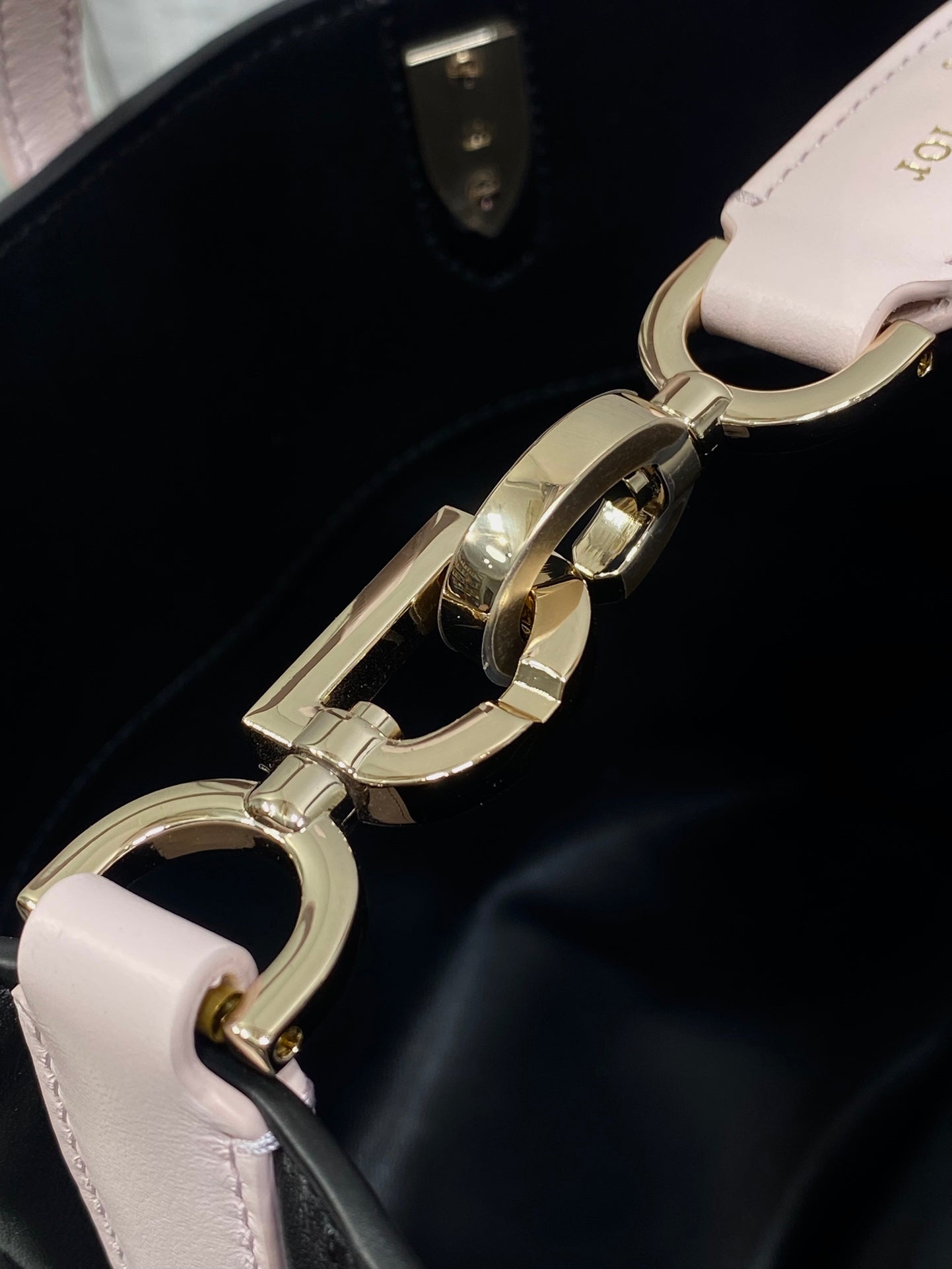 Small Dior Toujours Vertical Tote Bag - Black Pink Macrocannage Calfskin – M2835 - Default Title - View 6