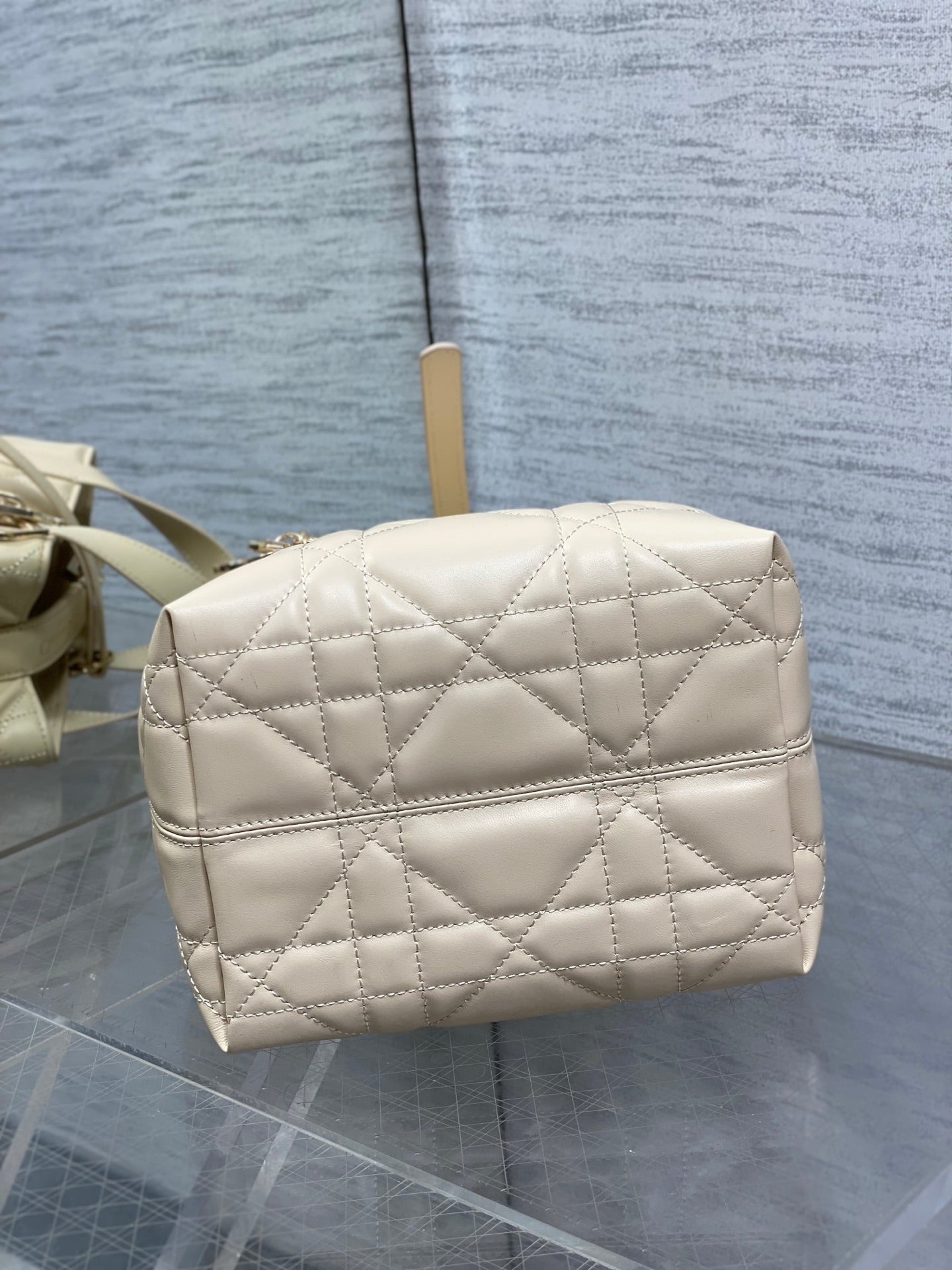 Macrocannage Calfskin Small Dior Toujours Vertical Tote – M2835 – Apricot - Default Title - View 8