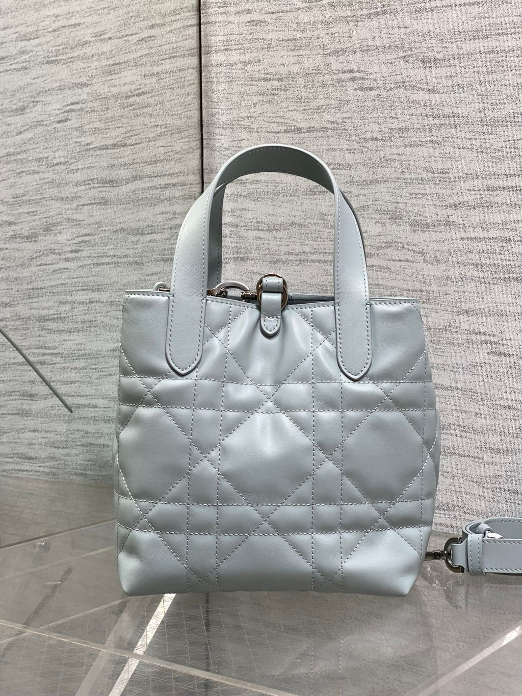 Dior Toujours – Small – Vertical Tote – Macrocannage Calfskin – Blue – M2835 - Default Title - View 5