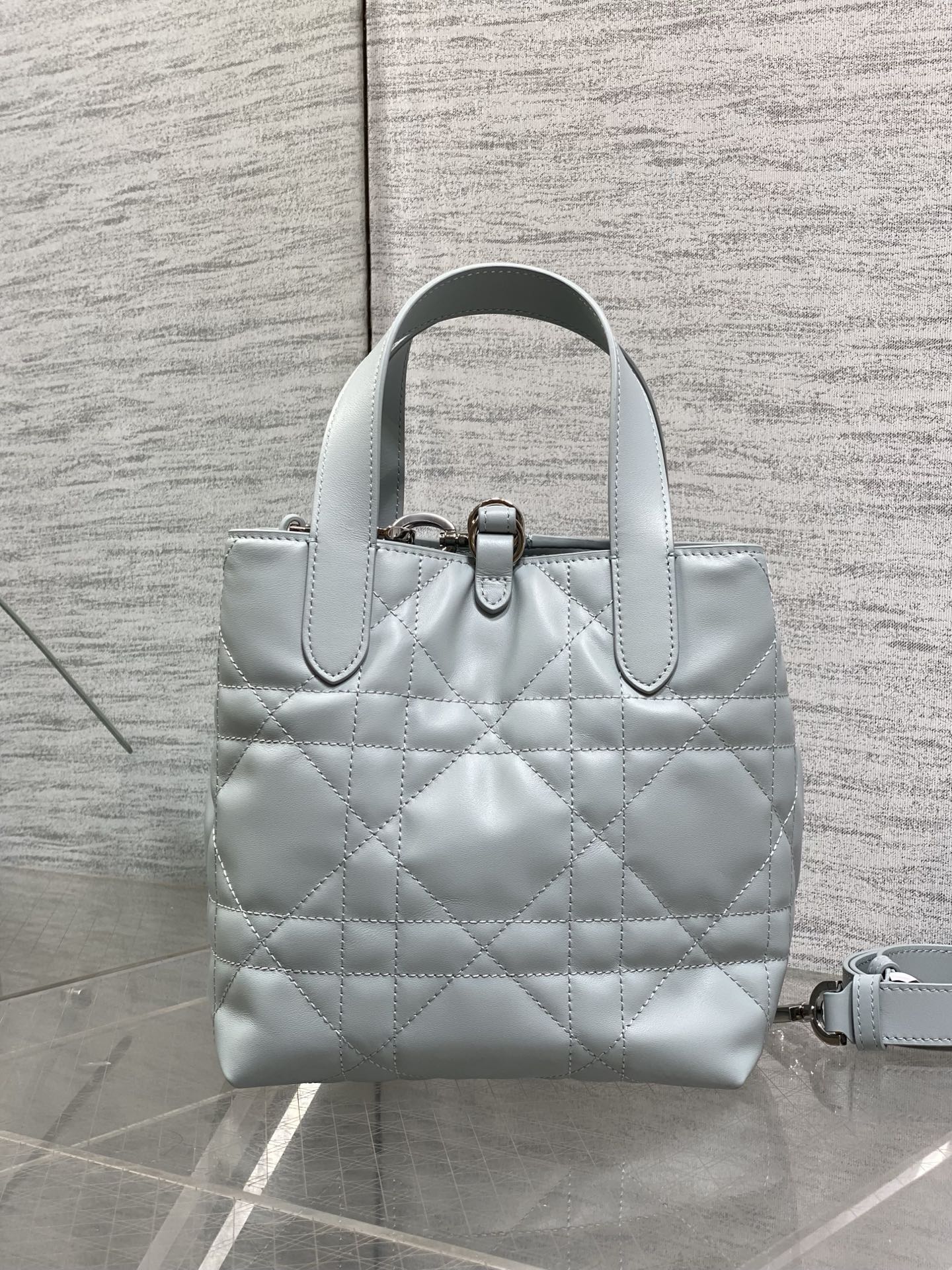 Dior Toujours – Small – Vertical Tote – Macrocannage Calfskin – Blue – M2835 - Default Title - View 5