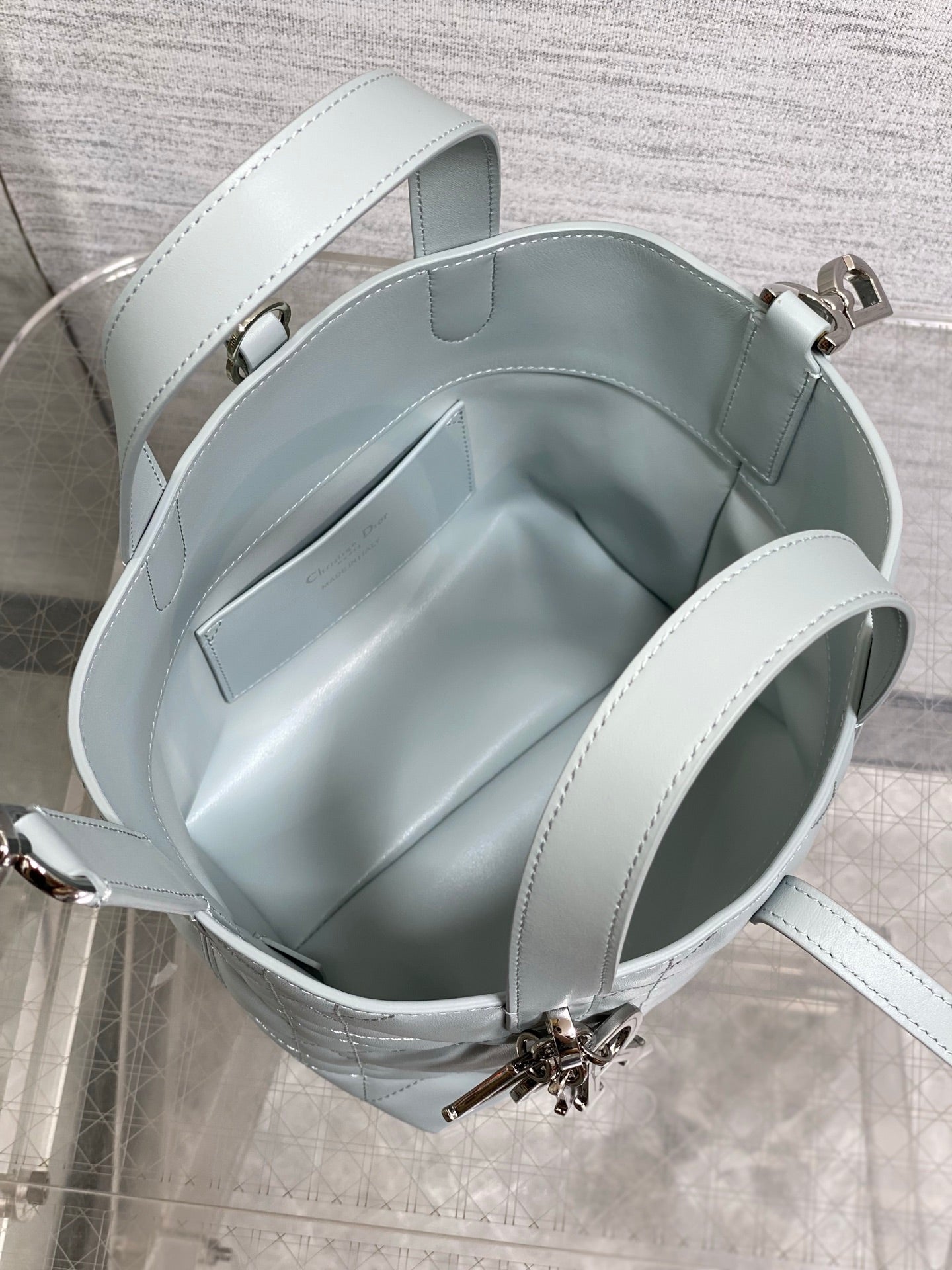 Dior Toujours – Small – Vertical Tote – Macrocannage Calfskin – Blue – M2835 - Default Title - View 9