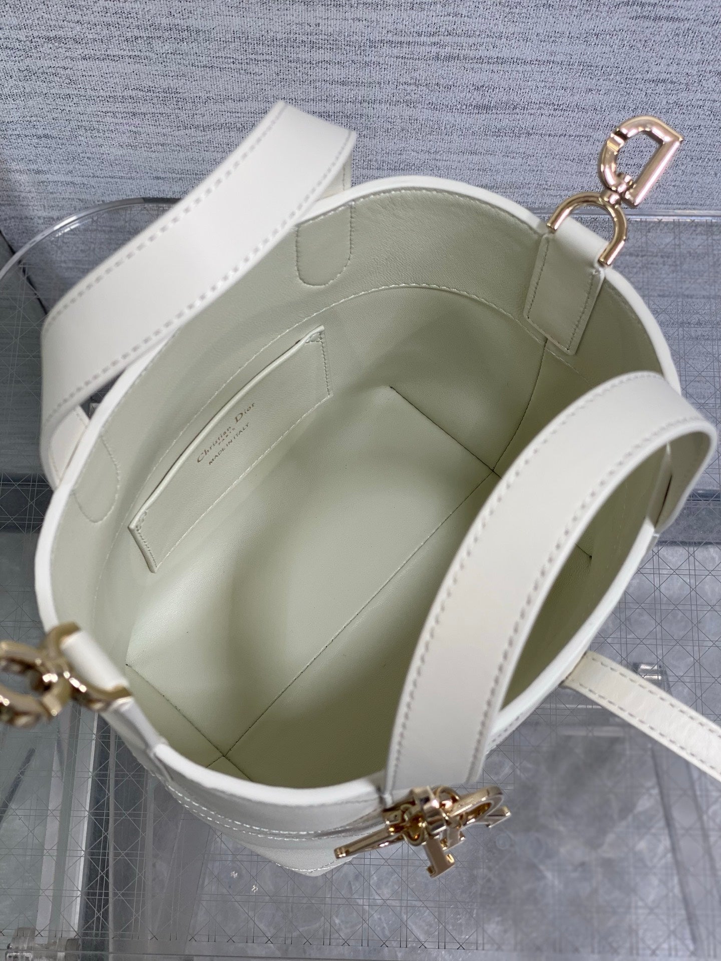 Small Dior Toujours Vertical Tote Bag – Latte Flat Macrocannage Calfskin – M2835 - Default Title - View 9