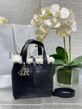Small Dior Toujours Vertical Tote Bag – Black Suede & Wool – M2835 - Default Title - View 1
