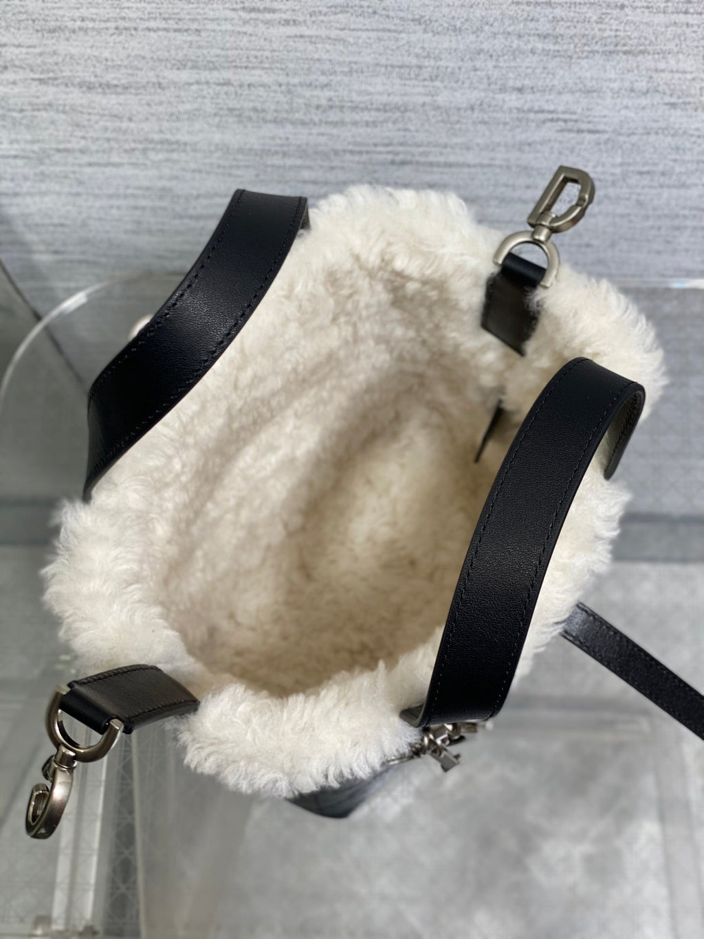 Small Dior Toujours Vertical Tote Bag – Black Suede & Wool – M2835 - Default Title - View 9