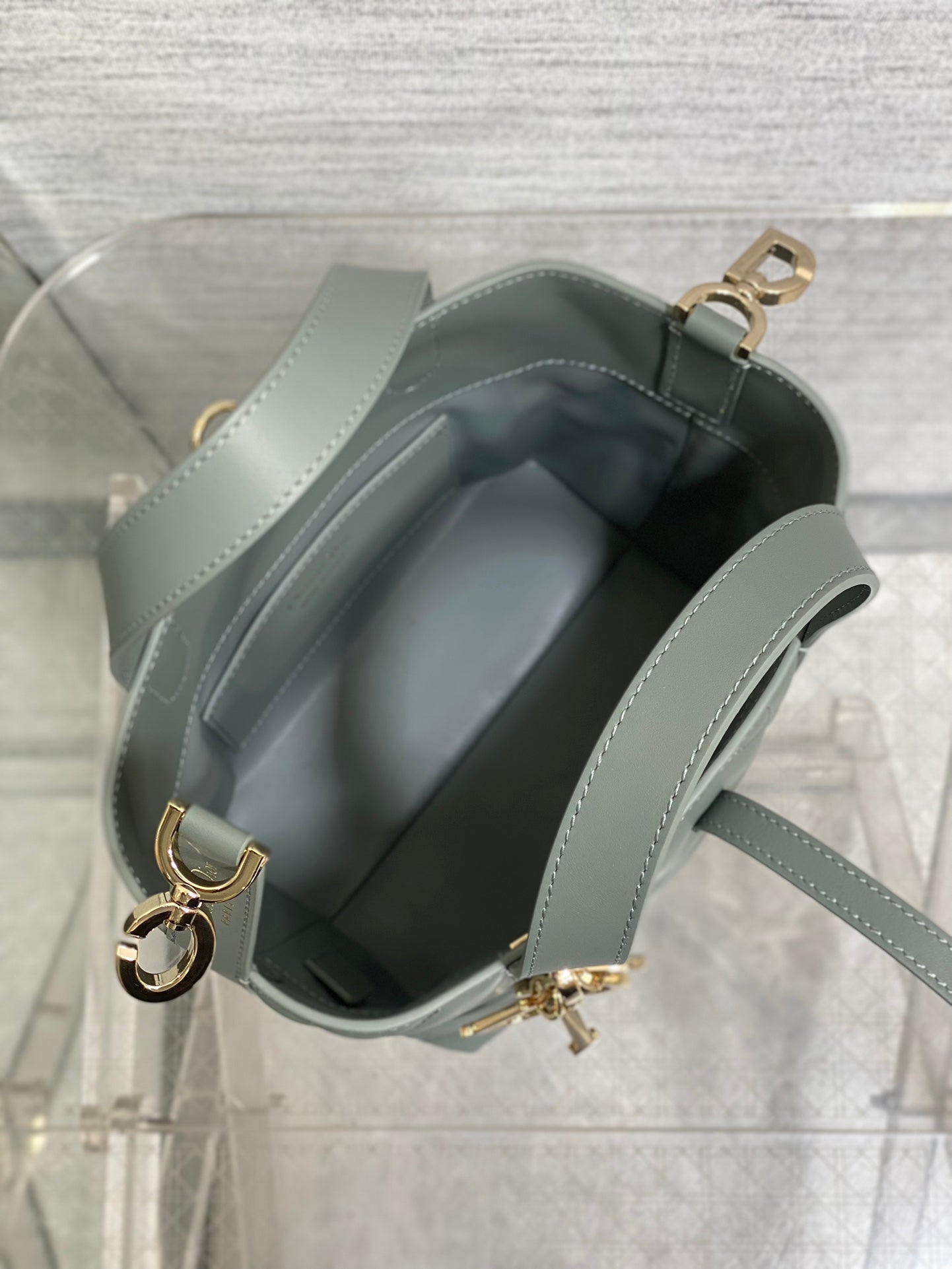 Small Dior Toujours Vertical Tote Bag – M2835 - Gray Macrocannage Calfskin - Default Title - View 9