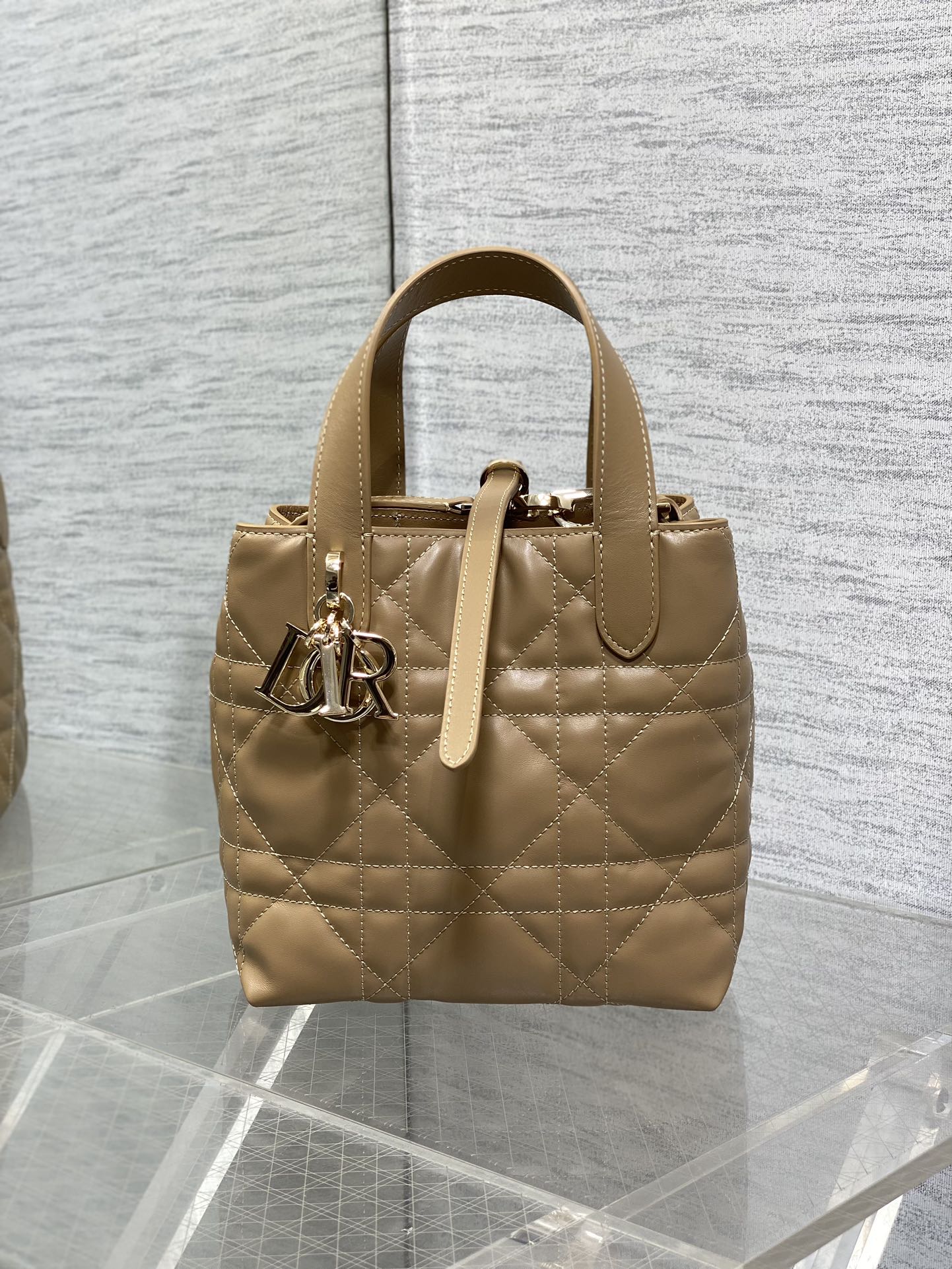 Small Dior Toujours Vertical Tote Bag – M2835 - Brown Macrocannage Calfskin - Default Title - View 2
