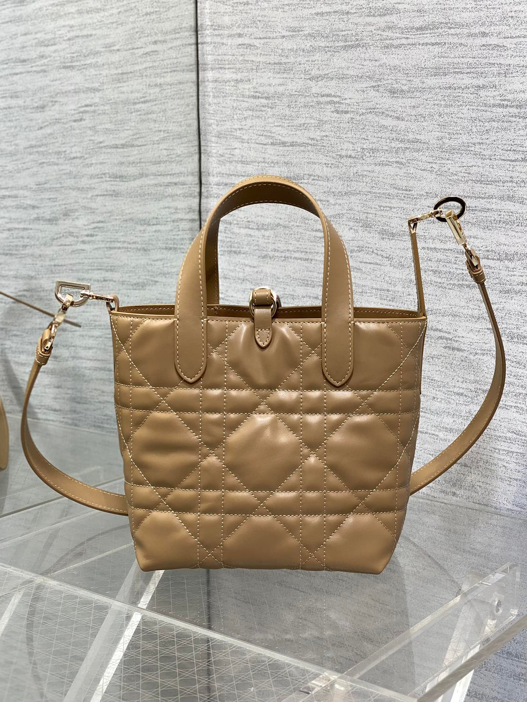 Small Dior Toujours Vertical Tote Bag – M2835 - Brown Macrocannage Calfskin - Default Title - View 5