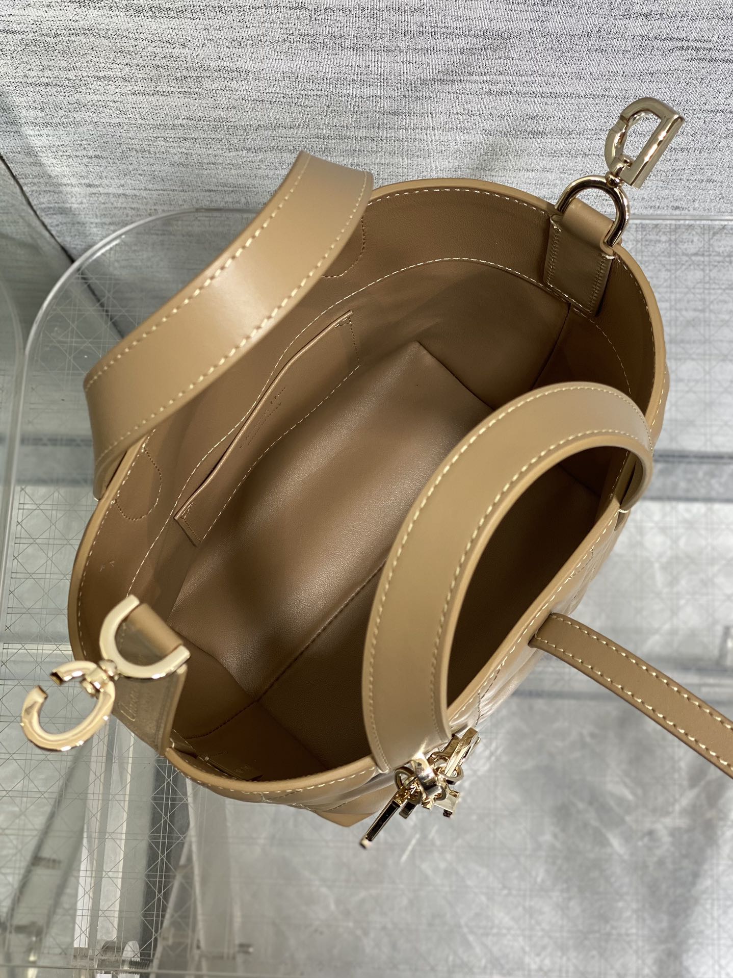 Small Dior Toujours Vertical Tote Bag – M2835 - Brown Macrocannage Calfskin - Default Title - View 9