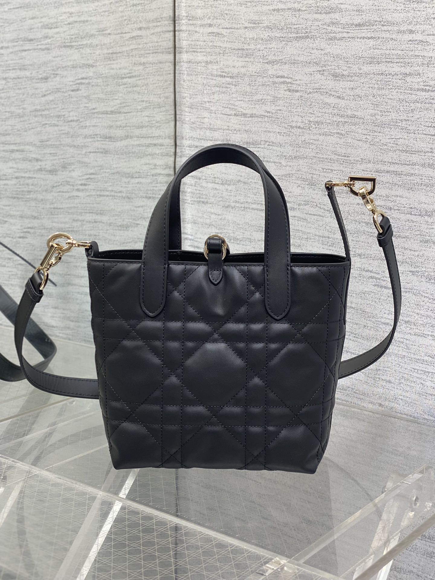 Small Dior Toujours Vertical Tote Bag - M2835 - Black Macrocannage Calfskin - Default Title - View 4