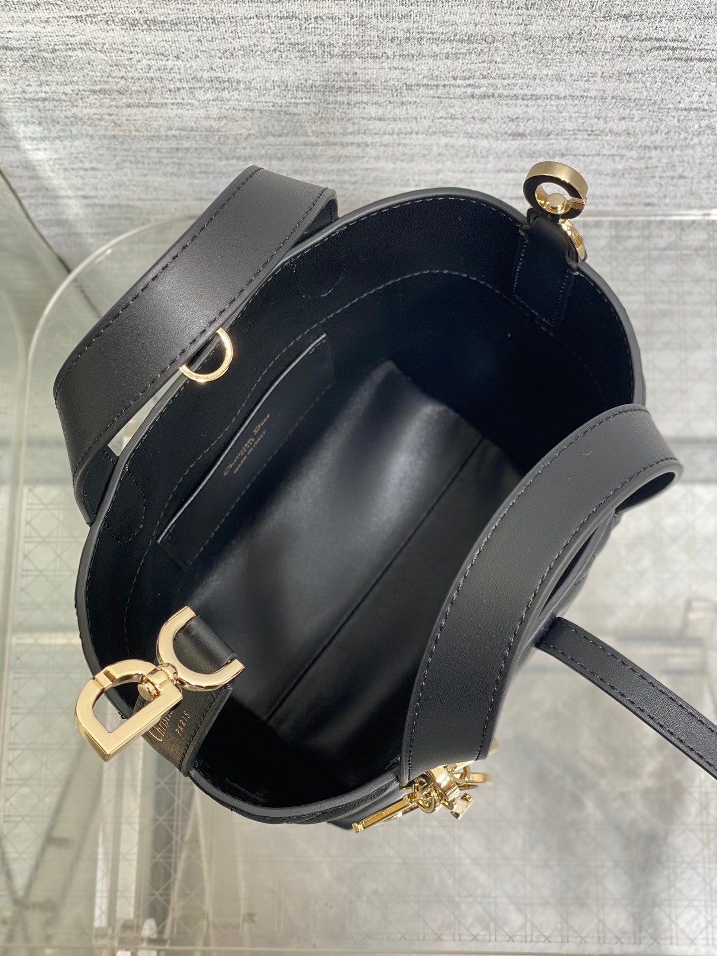 Small Dior Toujours Vertical Tote Bag - M2835 - Black Macrocannage Calfskin - Default Title - View 9