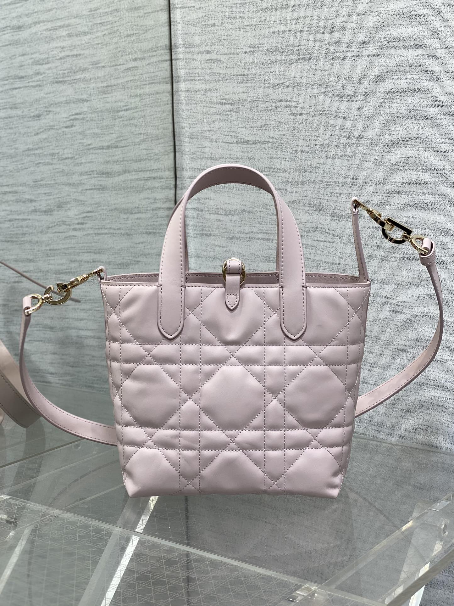 Small Dior Toujours Vertical Tote Bag – M2835 - Pink Macrocannage Calfskin - Default Title - View 5